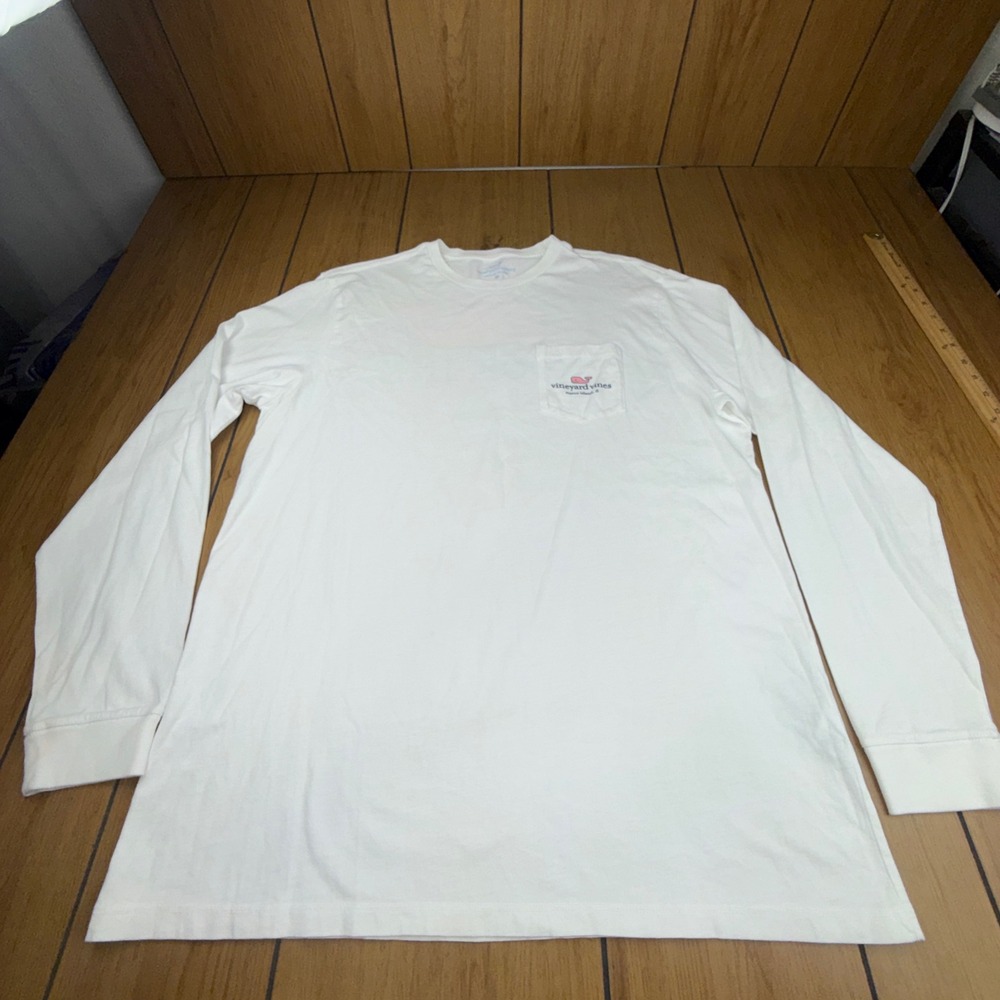 Vineyard Vines Mens White Snook Inn Marco Island FL Long Sleeve Pocket T-Shirt M